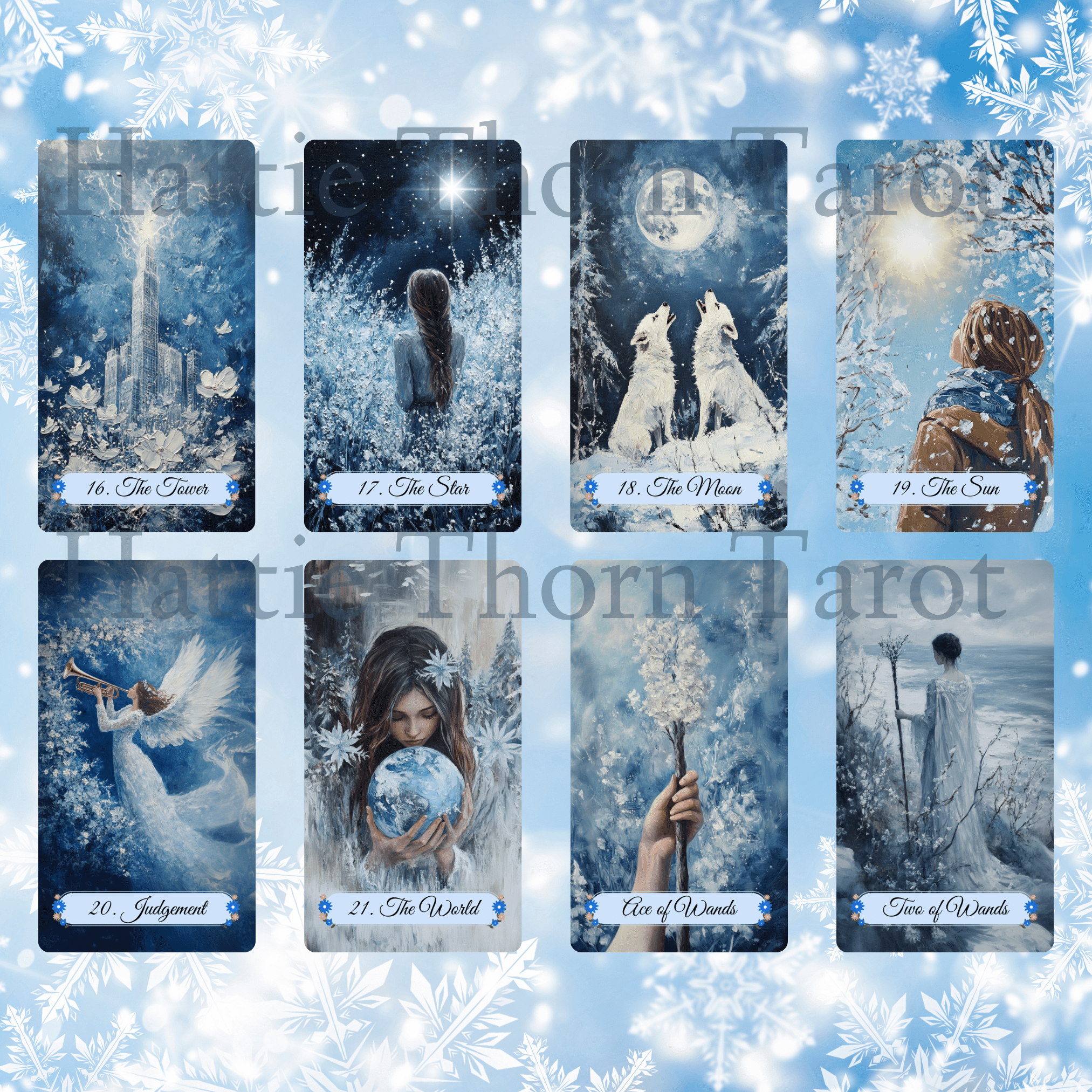 Winter Pastures Tarot & Lenormand Bundle ❄️ A serene 2 - deck bundle capturing the quiet beauty and inner wisdom of winter - Hattie Thorn Tarot