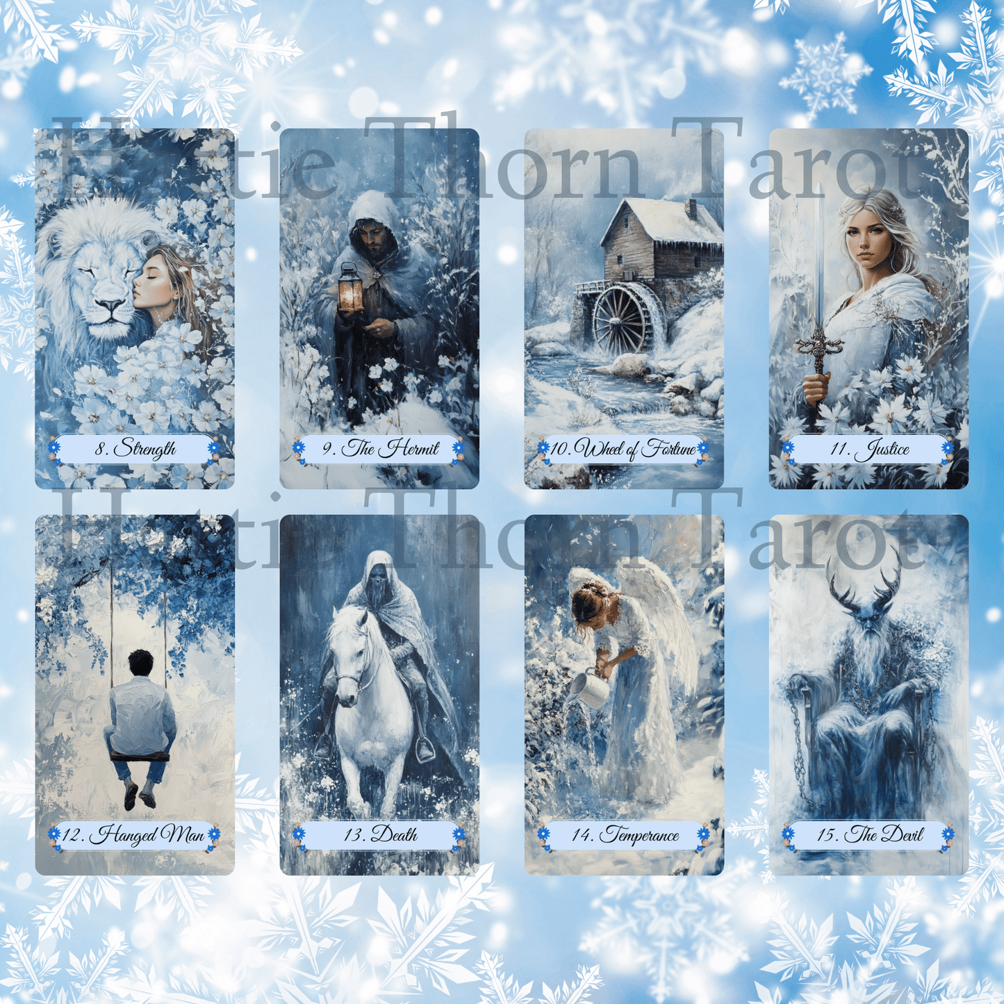 Winter Pastures Tarot & Lenormand Bundle ❄️ A serene 2 - deck bundle capturing the quiet beauty and inner wisdom of winter - Hattie Thorn Tarot