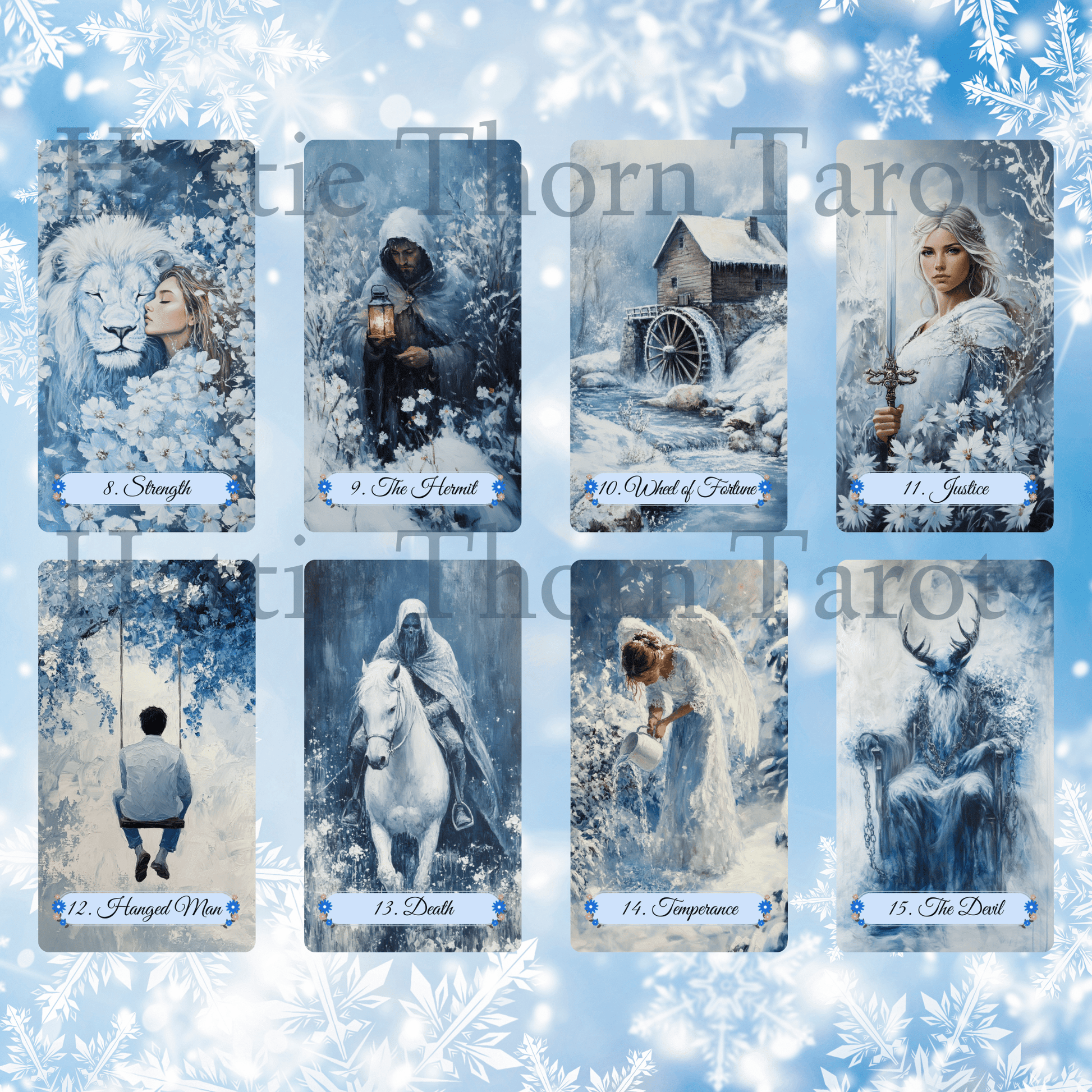 Winter Pastures Tarot & Lenormand Bundle ❄️ A serene 2 - deck bundle capturing the quiet beauty and inner wisdom of winter - Hattie Thorn Tarot
