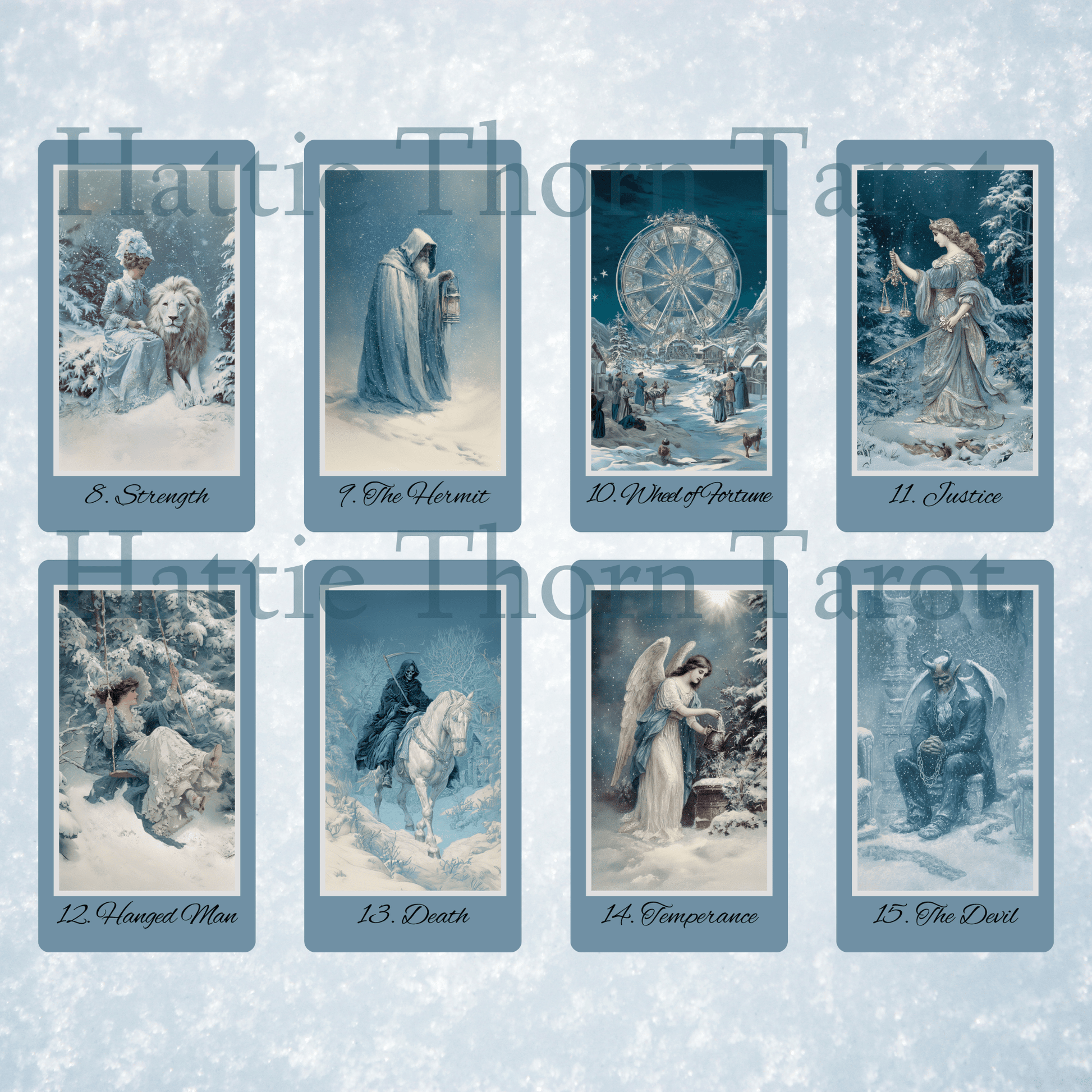 Wintertide Tarot 🌨️ A soft - spoken 78 - card deck for solstice readings, frosted truths, and lamplit stillness. - Hattie Thorn Tarot