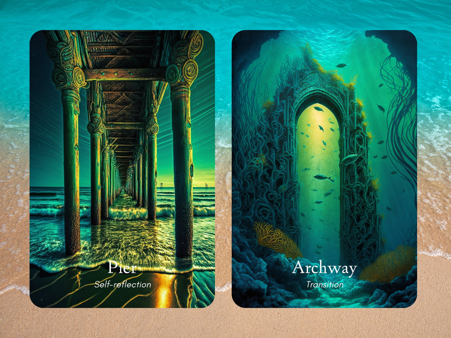 The Ocean Oracle Deck by Hattie Thorn. Original Design 45 Card Deck Including Fully Detailed Booklet and Ocean Oracle Rigid Box