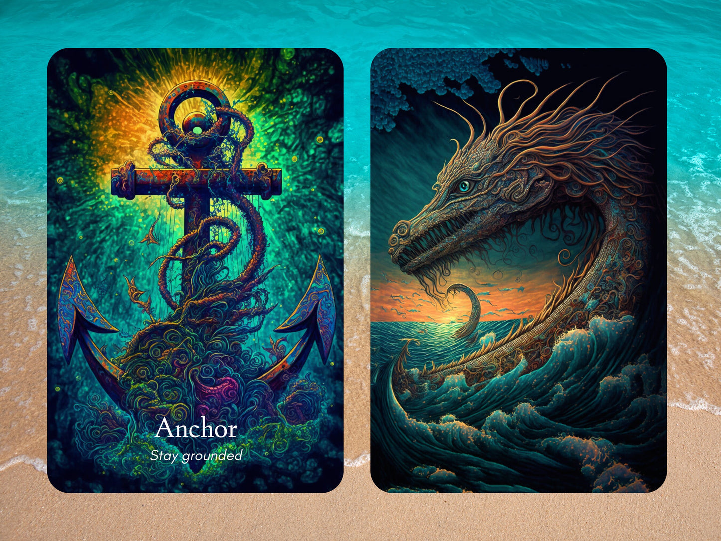 The Ocean Oracle Deck by Hattie Thorn. Original Design 45 Card Deck Including Fully Detailed Booklet and Ocean Oracle Rigid Box